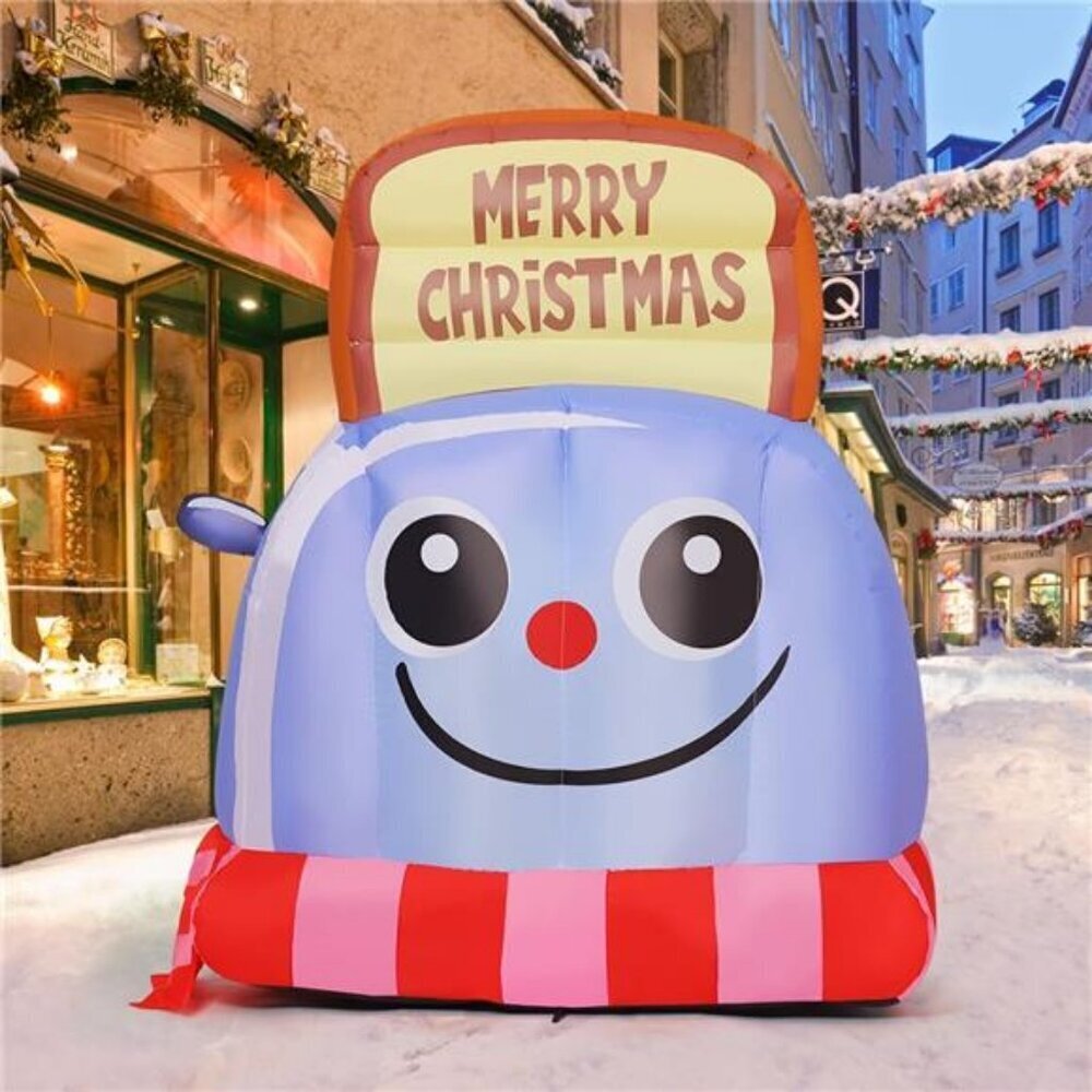 5.2 FT Christmas Inflatables Outdoor Toasters Decor Blow Up Yard Bread